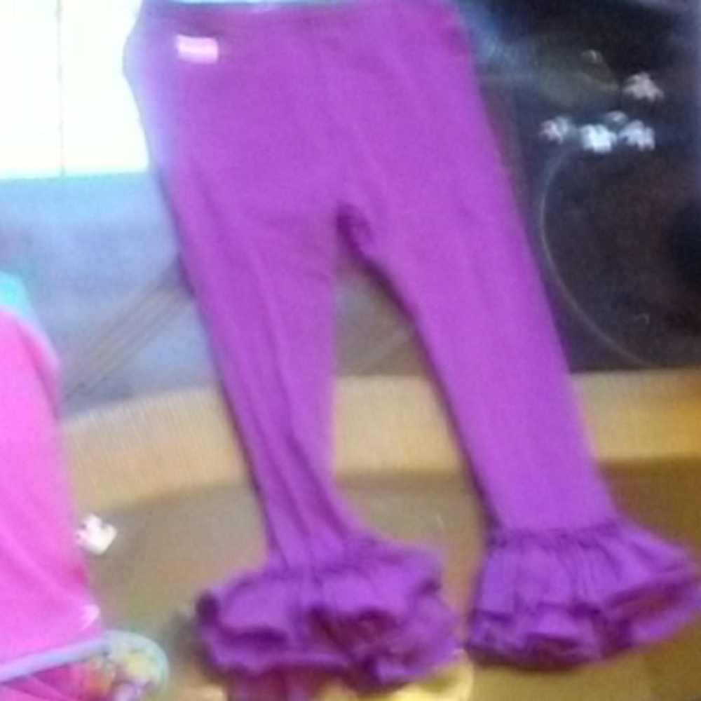 Triple ruffle purple pants